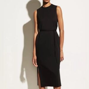 Vince Pima Cotton Black Sleeveless Midi Dress